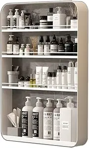 2-4 tier bathroom Floating Shelves, Punch-Free Cosmetic Storage Locker, Over Toilet Storage Cabinet With guardrails,Kitchen Wall Mounted Cupboard (Color : White, Size : 50 * 8 * 70