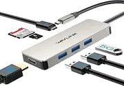 WAVLINK 7-in-1 USB C Dock, Multiport Adapter with 4K HDMI Output, 100W PD Input, 3 x 5Gbps USB3.1, SD/TF Card Reader, USB C Dongle for MacBook Pro/Air, iPad Pro, Surface, XPS, Thunderbolt 3/4 Laptops