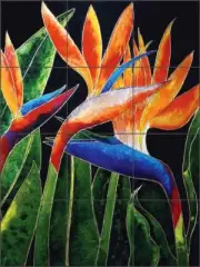 Flower Tile Backsplash Micheline Hadjis Floral Art Ceramic Mural MHA060