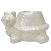 Urban Turtle Ceramic Planter Flower/Plant Pot Home Decor Speckle 20x14cm White