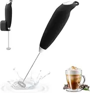 Milk Frother Handheld Cordless with Magnetic Base - One-Click Battery Operated for Coffee, Lattes, Cappuccinos & Hot Chocolate (Black)
