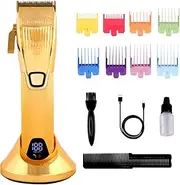 KEMEI Professional Hair Clippers,Cordless Pro Outlining Trimmer with 8 Guard Combs: Close Cutting Beard Trimmer For Men,Zero Gapped Clipper for Kids,Stylists Barber Beard Grooming Trimming Shaping Kit