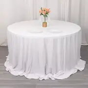 132" WHITE Scuba Polyester Round TABLECLOTH Wedding Table Linens Party Supplies