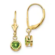 14k Yellow Gold 5mm Peridot Leverback Earrings