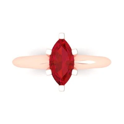 1Ct Marquise Cut Pink Tourmaline Solid Gold Solitaire Engagement Promise Ring