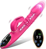 Thrusting Rabbit Vibrator Sex Toys - 3 in 1 G Spot Vibrator Clitoral Stimulator, Realistic Silicone Dildo Vibrator with 9 Thrusting & 9 Vibrating Modes, Adult Sex Toys for Women or Couples Pleasure