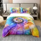 Dye Snail Shell Comforter Cover Set Set Boho Exotic Spiral Duvet