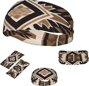 FJWSLCH Native American Headbands for Women Men Non Slip Workout Sweatbands Adjustable Sports Hair Bands Elastic Head Bands Moisture Wicking Hairband for Running, Cycling, Yoga, Spa