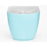 Oval Swing Top Waste Rubbish Bin Acrylic Lightweight Compact Bathroom Office in Blue