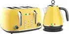 Vintage Electric Kettle and Toaster SET Combo Deal Stainless Steel Yellow