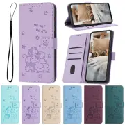 Leather Cat Wallet Phone Case For Samsung A52 A50 A53 A54 A55 A05 A06 Xcover 5 7