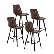 HomeStar Set Of 4 Molly Faux Leather Kitchen Counter Bar Stool Metal Legs - Brown.