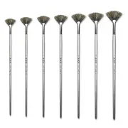 XDT#880-1 Fan Art Brush Set 7Pc #0#2#4#6#8#10#12 Stiff Black Wild Hog Oil