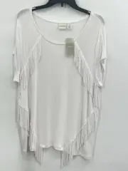 NWT white Chico’s Size 3 XL Tshirt Top Fringe Western