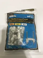 Ideal BPS2-50 Staple, 1/2", Plastic Insulated, Standard, White, 50/Bag