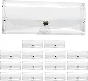 [TOVINANNA] 15pcs Glasses Case, Aluminum Hard Shell Eyeglasses Transparent Eyeglasses Case Case Striped Box, Silver