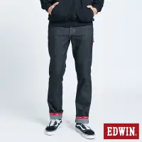 在飛比找Yahoo奇摩購物中心優惠-EDWIN EDGE 織帶紅線中直筒牛仔褲-男-黑色