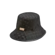 New GUCCI GG Supreme Reversible Monogram Bucket Hat Black Gray Women's M