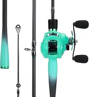 [Sougayilang] BaitCasting Fishing Rod Reel Combo,Two Pieces Pole with Super Smooth and Powerful Casting Reel for Freshwater Saltwater