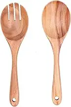 Wood Cooking Spoons Set of 2,Salad Toss and Mix Servers Cooking Spoon Spork Set,Wooden Spoon Wooden Fork Log Salad Spoon Fork Noodle Fork for Kitchen Cooking Stirring Salad Serving Utensils