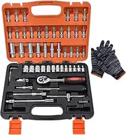 Cordless Slim Ratchet Set, Ratcheting Wrench Set, Slim Ratchet Wrench, Portable Hand Tool Set, with Bit Socket Set Metric and Extension Bar for Auto Repairing and Household (53pcs/Set)