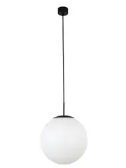 Dusk 1 Light Large Exterior IP44 Pendant in Matte Black with Opal Acrylic Shade
