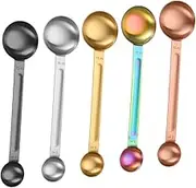 ASAKKURA Set of 5 Stainless Steel Powder Scoops Dual Heads for Baking Sugar Beans Milk Compact