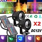 2/4Pcs RGB Spotlight LED Flood Light Underwater Garden 10W DC 12V Lamp +Remote