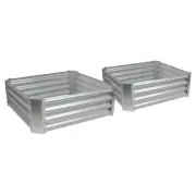 2x Silver 90cm x 90cm Square Galvanised Steel Raised Garden Beds Planter Box