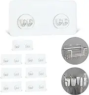 8 Pack Shower Caddy Adhesive Hooks Replacement, Strong Sticker Hooks for Bathroom Shower Caddy Corner Shelf Basket Soap Dish Hanging Hooks, No Drilling Shower Kitchen Accessories (Double Hook)