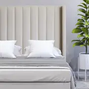 Istyle Modern Classic Jacob Double Fabric Bed Head White Oak