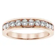 1.00 CT Channel Set Round Diamond Wedding Band in 14k Rose Gold New