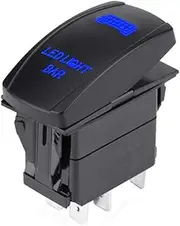 E Support 12V 20A Laser Push Button Rocker Toggle Switch Blue LED Bar Light Car Auto