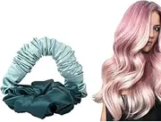 Sleepy Ties for Hair, Sleepyties Heatless Curl Scrunchie, Overnight Use DIY Hair Rod Ponytail Holders Styling Tool for All Hair Types (Blue)