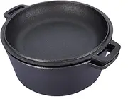 2 in 1 Seasoned Cast Iron Double Combo Cooker with Handles Crock Pot Black Cast Iron Pot with Skillet Lid All in One Cookware Braising Pan for Casserole Dish