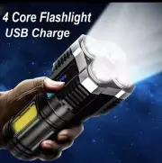 High Power LED Flashlights Camping Torch With 4 Lamp Beads And COB Side Light