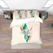 3D Deer Geometry Abstract Quilt Cover Set Bedding Sets Pillowcases Queen 2