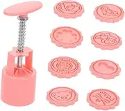 FONDOTIN 9Pcs Moon Cake Molds Pink Hand Press Baking Molds for Traditional Moon Cakes Desserts Fondant Easy to Clean Soft for Mid Autumn Festival