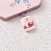 Animal Phone Port Dust Plug - Apple Lightning / USB Type C / Android Micro USB Can - Pink & White - Android Micro USB