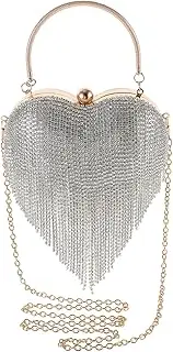[MOKKHNB] Heart Shaped Evening Clutch with Detachable Chain Elegant Tassel Design for Weddings Banquets and Parties Sparkling Embellishments for Chic Style