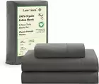 100% Organic Cotton Sheets Set, 3Pc Bed Sheets Twin Size, Classic Percale Weave,