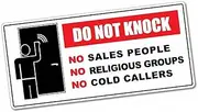 Do Not Knock Sales Religious Groups Cold Callers Door Sticker