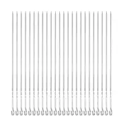 24pcs Kebob Skewers 40cmx4.3mmx1.2mm Stainless Steel Ring Handle Flat Sticks