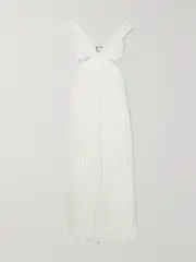 [Chloé] Chloé - Cutout Pleated Silk-chiffon Gown - White - FR 36 FR 36 White