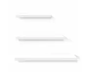 3 Piece White Floating Wall Shelves Set for Home Office Decor Storage