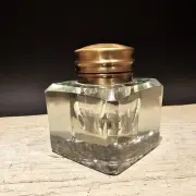 Vintage Antique Style Clear Square Glass Inkwell Ink pot Bottle