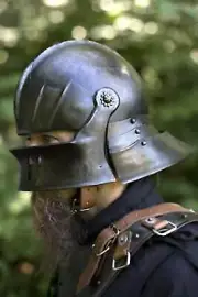 Larp 18ga Dark Steel Medieval Gothic Sallet Helmet Warrior Knight Helmet Sugarlo