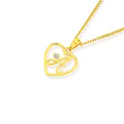 9ct Gold Diamond Initial Heart Pendant