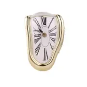 Retro minimalist wall clock creative twisted Roman numeral clock home bedroom living room silent desk clock - Gold