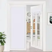 DWCN Blackout Door Curtains - Privacy Thermal Insulated Tricia Door Window Curtains for Patio French Door Front Door Sidelight Curtain Tie up Shade,W66cm x D172cm,1 Panel,Greyish White